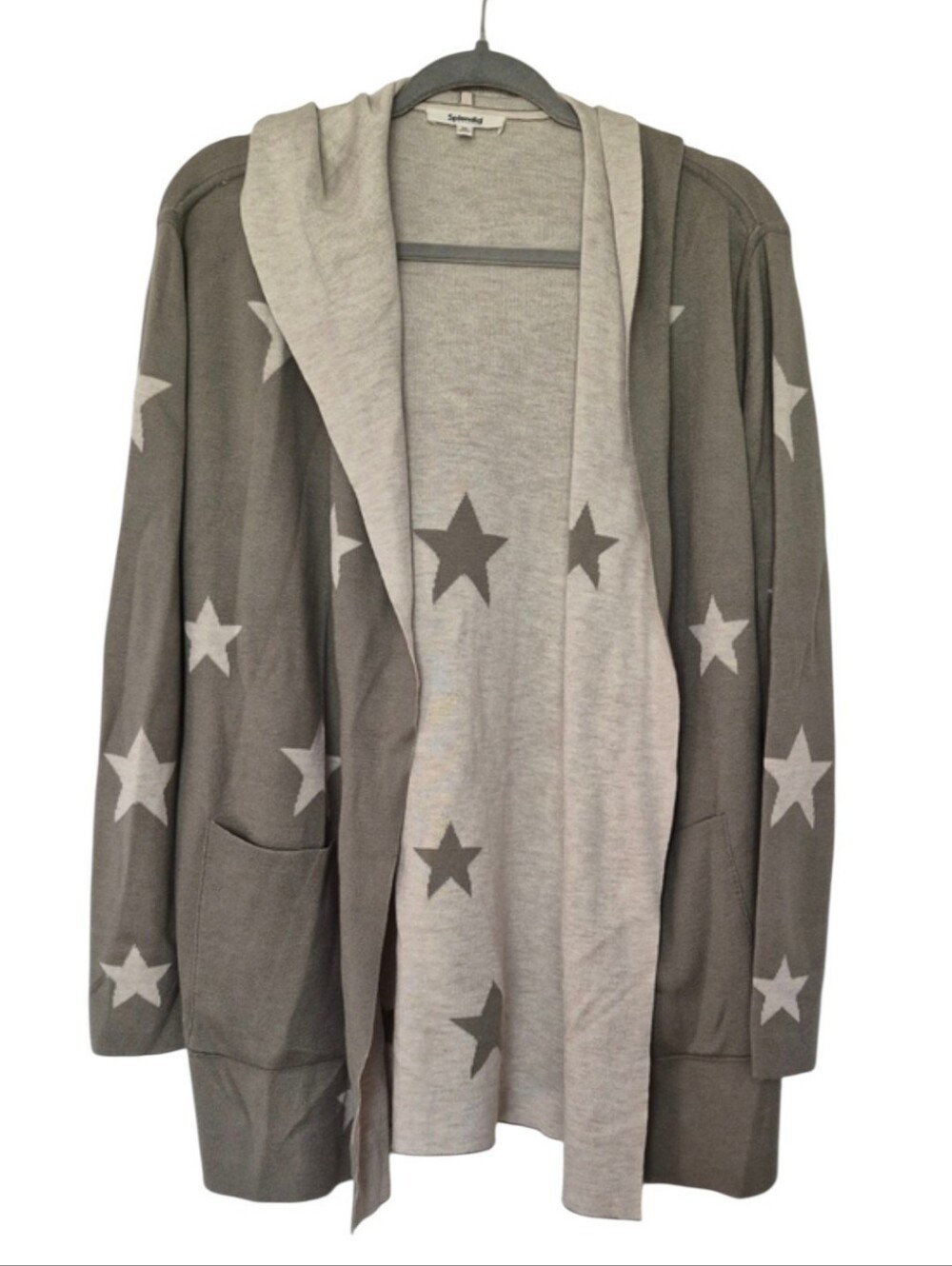 Splendid Collection Reversible Star Hooded Open Front Cardigan XS New With Tags